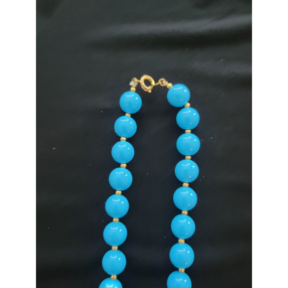 Vintage Pair of Blue Bead Necklace SEARS Gold Tone Clasp 30" Nice - Picture 8 of 13